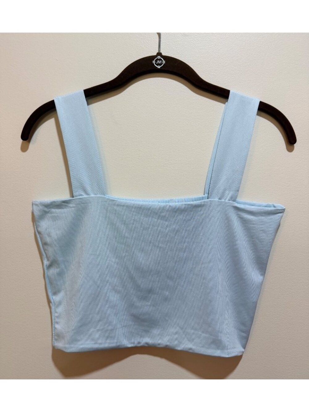 Light Blue Sleeveless Square Neck Cropped Top, Light Blue ~ Size Lg
